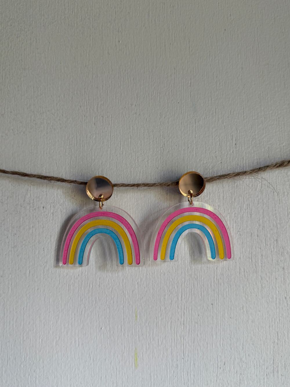 Pastel Rainbow Acrylic Dangle Earrings Pink Yellow Blue Statement Earrings